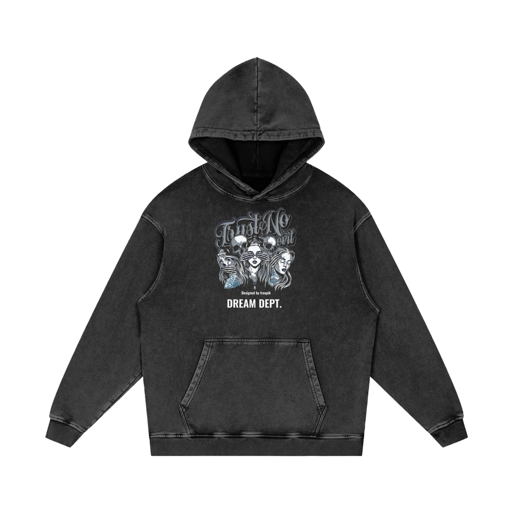 Snow Washed Loose Cotton Hoodie