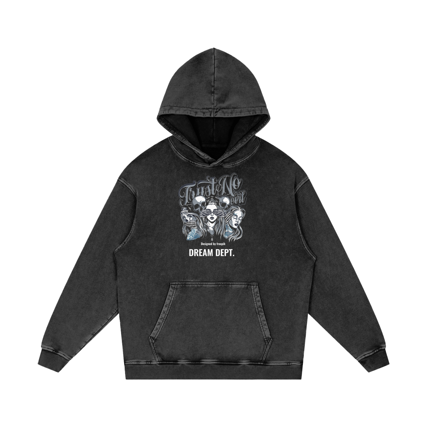 Snow Washed Loose Cotton Hoodie
