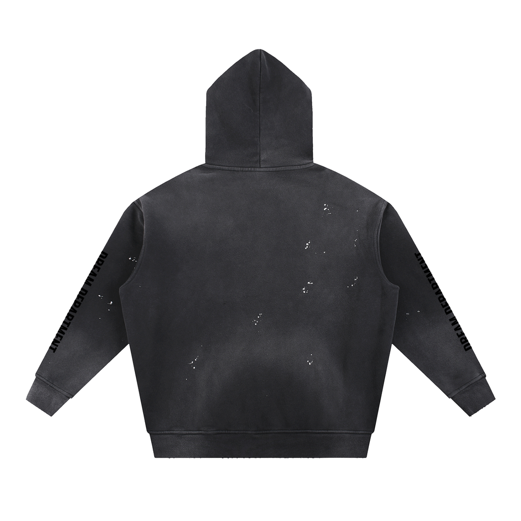 Vintage Washed Frayed Fleece Hoodie